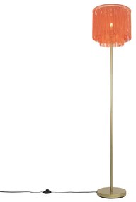 Orientálna stojaca lampa zlatá ružová tienidlo s strapcami - Franxa