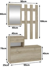Predsieňová zostava Zariel (dub sonoma). Akcia -22%. Vlastná spoľahlivá doprava až k Vám domov. 1068564