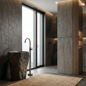 Rea Lungo, voľne stojaca umývadlová batéria, grafitová, REA-B4308