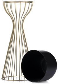 KOVOVÝ KVETINÁČ SO STOJANOM GLAM 56X20 CM ČIERNA/ZLATÁ