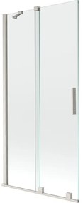 Mexen Velar, 2-krídlová posuvná vaňová zástena 95 x 150 cm, 8mm číre sklo, brúsená oceľ, 896-095-000-01-97