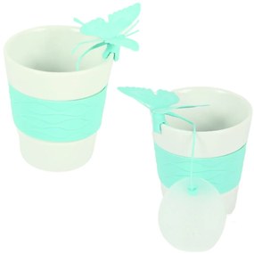 Porcelánový hrnček SILICONE BUTTERFLY s čajovým sitkom 280 ml, zelený