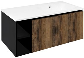 Sapho Sapho, LOREA skrinka s umývadlom 101x46x51,5cm (20+80 cm), pravá, dub collingwood/čierna matná, LE080-1935-R-03