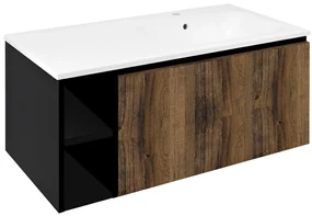 Sapho Sapho, LOREA skrinka s umývadlom 101x46x51,5cm (20+80 cm), pravá, dub collingwood/čierna matná, LE080-1935-R-03