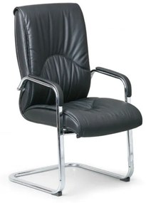 Konferenčná / prísediaca stolička LUX, kožená, čierna