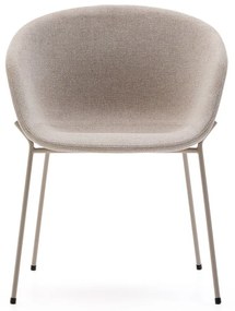 Béžové čalúnené jedálenské kreslo s podrúčkami Yvette – Kave Home