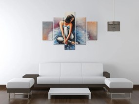 Gario Ručne maľovaný obraz Tmavovlasá baletka - 5 dielny Rozmery: 100 x 70 cm
