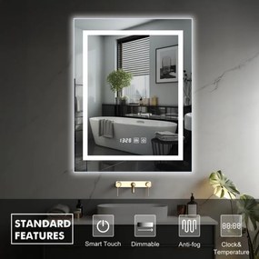 IREDA Kúpeľňové zrkadlo s LED osvetlením, 60 x 80 cm