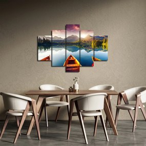 Obraz - Jazero s loďkami (150x105 cm)