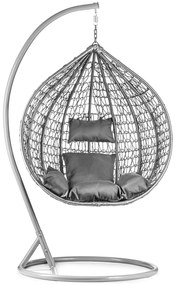 Sivé závesné kreslo KOKON so stojanom