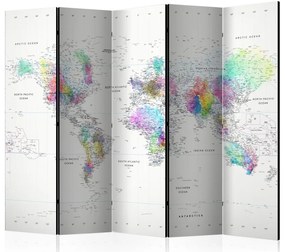 Artgeist Paraván - Room divider – White-colorful world map