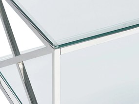 Konferenčný stolík so sklenenou doskou strieborný AUDET Beliani