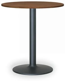 Konferenčný stolík FILIP II, priemer 800 mm, čierna podnož, doska orech