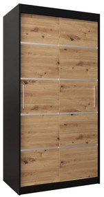 Šatníková skriňa 100 cm Verika 1 100 (čierna + dub artisan). Akcia -51%. Vlastná spoľahlivá doprava až k Vám domov. 1063677