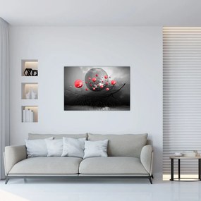Obraz červených abstraktných gulí (90x60 cm)