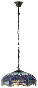 Endon 64080 - Luster na reťazi Tiffany DRAGONFLY 3xE27/60W/230V priemer 41 cm