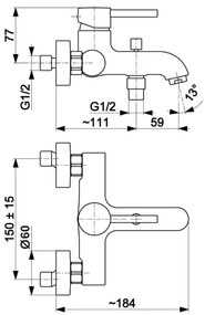 KFA Armatura 5034-010-00 - Vaňová batéria MOZA lesklý chróm