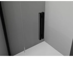 Mexen Exo, päťuholníkový sprchový kút s výklopnými dverami 80 x 80 cm, 6mm číre sklo, čierny profil, 812-080-080-70-00