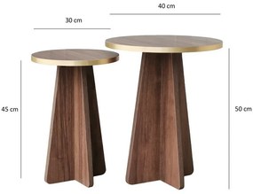 Súprava konferenčných stolíkov Mushroom Gold and Walnut, 2 ks