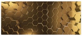 Obraz - Zlaté hexagóny (120x50 cm)