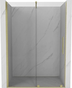 Mexen Velar, posuvné dvere do otvoru 140x200 cm, 8mm číre sklo, zlatá matná, 871-140-000-01-55
