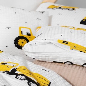 Goldea detské krepové obliečky - bagre a stavebné autá 140 x 200 a 70 x 90 cm