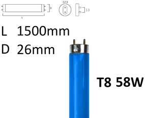 NARVA BEL Žiarivka 58W modrá mix 26x1500mm