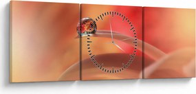 Obraz kvetinové kvapky rosy (s hodinami) (90x30 cm)