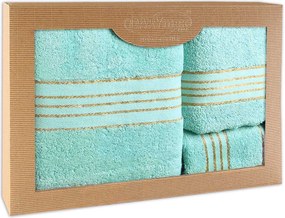 BAVLNENÉ UTERÁKY TIWANO SADA 1 KS 30X50 CM, 1 KS 50X90 CM, 1 KS 70X140 CM SVETLOTYRKYSOVÁ