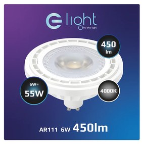 Halogénová LED žiarovka GU10 neutrálna 4000k 6w 450 lm biela