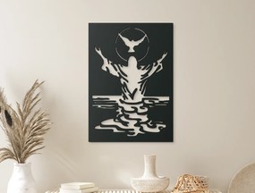 drevko Drevený obraz Ježiš a holubica Rozmer obrazu: 65 x 46 cm, Farba dekorácie: Čierna