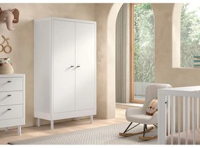 Biela detská šatníková skriňa z bukového dreva 100x190x55 cm Forrest – Vipack