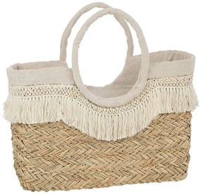 Plážová taška z morskej trávy s čipkou Beach Bag Lace - 59*16*30 cm