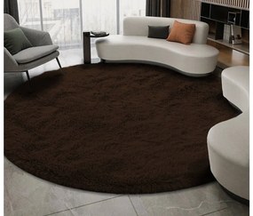 TZ Tmavohnedý okrúhly shaggy koberec Lana Rozmer: 80