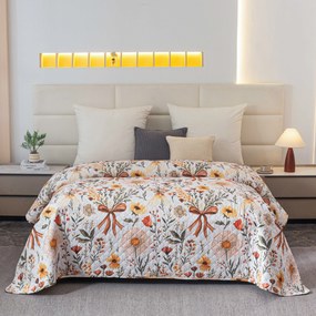 Prehoz na posteľ FLORAL RIBBON, krémový Rozmer: 170 x 210 cm