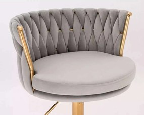 LuxuryForm DESIGN Barová stolička LYON VELUR na zlatej hranatej podstave - svetlo šedá