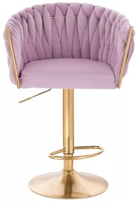 LuxuryForm DESIGN Barová stolička NORDEN VELUR na zlatom tanieri - levanduľa
