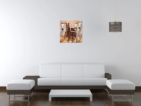 Gario Obraz s hodinami Cválajúce kone Rozmery: 60 x 40 cm