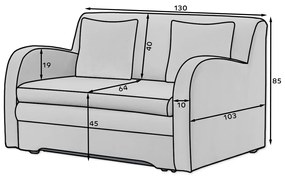 Sivá 2-miestna pohovka ARIO, rozkladacia