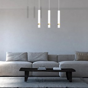 Závesné svietidlo Joker, 3x biele kovové tienidlo, w/g