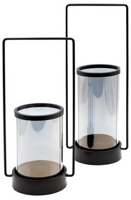 SKLENENÝ SVIETNIK WIKI 15X12X32 CM ČIERNA