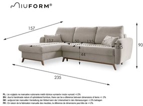 Béžová rozkladacia rohová pohovka Miuform Scandic Lagom, ľavý roh