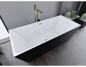 Mexen Lita, voľne stojaca vaňa 170 x 75 cm, biela-čierna, zlatý lesklý prepad, 52121707575-50