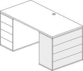 Kancelárska zásuvková komoda BLOCK, 800 × 400 × 710 mm, 4 zásuvky, biela