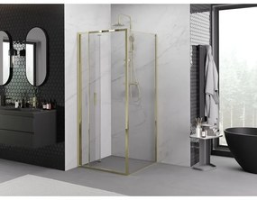 Mexen Exo, skladací sprchový kút 95 x 95 cm, číre sklo, zlatá, 816-095-095-50-00