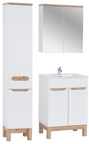 Kúpeľňová zostava Bali 80 cm so skrinkami, zápustným umývadlom a zrkadlom II dub wotan/biela