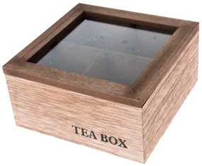 Drevený box na čajové vrecká TEA, 16 x 16 x 8 cm