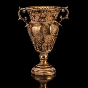 Kovový dekoračný obal na kvety Zlatý pohár, 28 x 21 x 37 cm