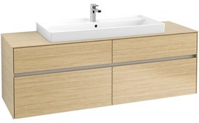 VILLEROY &amp; BOCH Collaro závesná skrinka pod umývadlo na dosku (umývadlo v strede), 4 zásuvky, s LED osvetlením, 1600 x 500 x 548 mm, Nordic Oak, C031B0VJ