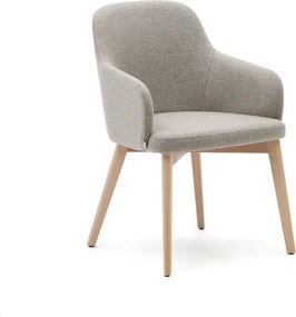 Béžové čalúnené jedálenské kreslo s podrúčkami Nelida – Kave Home